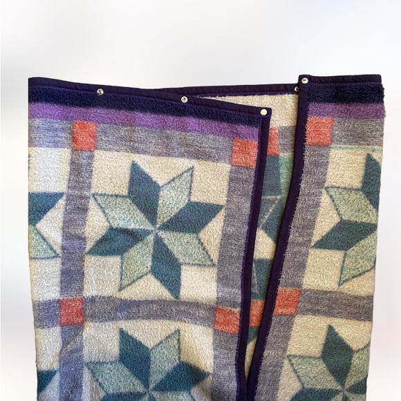 Vintage stocko 56x53 zip up button snap star fuzzy fleece snuggie blanket throw - Picture 3 of 6